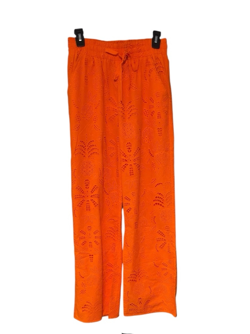 Alden Adair  Orange Eyelet Wide-Leg Pants